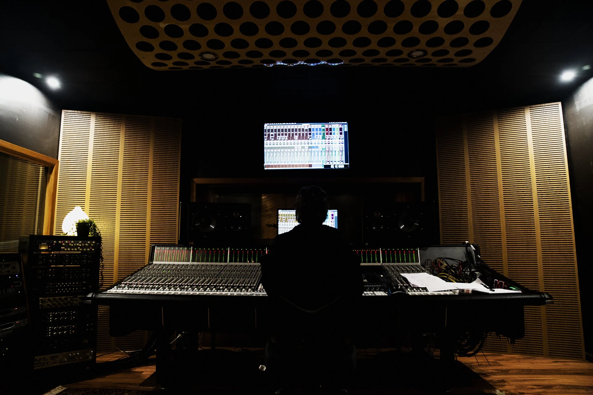 SSL 6000E (SSL 6032E) mixing console and main monitoring in Studio A at The Avenue Recording Studio, Cheltenham Melbourne